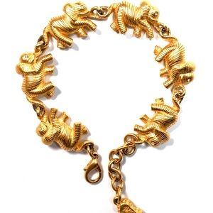 Bob Mackie Gold Elephant Charm Bracelet